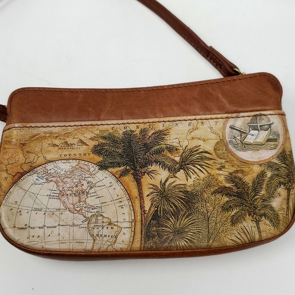 Jeon Los Angeles Genuine Leather Brown Clutch Sachel Handbag Palm Tree Purse - Picture 3 of 12